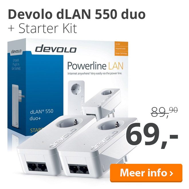 Devolo dLAN 550 duo+ Starter Kit van 89,90 voor slechts 69